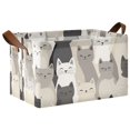 thumbnail image 1 of Yayeee Foldable Storage Basket for Shelves with Handles Waterproof Cloth Bins, Beige Cute Cats, 1 of 7