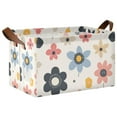 thumbnail image 1 of Yayeee Foldable Storage Basket for Shelves with Handles Waterproof Cloth Bins, Beige Retro Flower, 1 of 7