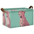 thumbnail image 1 of Yayeee Foldable Storage Basket for Shelves with Handles Waterproof Cloth Bins, Big Pink Cheetah, 1 of 7