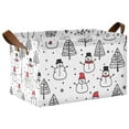 thumbnail image 1 of Yayeee Foldable Storage Basket for Shelves with Handles Waterproof Cloth Bins, Black Cartoon Snowmen, 1 of 7