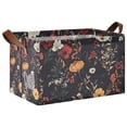thumbnail image 1 of Yayeee Foldable Storage Basket for Shelves with Handles Waterproof Cloth Bins, Black Floral Pattern, 1 of 7