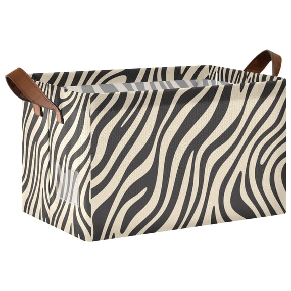 Yayeee Foldable Storage Basket for Shelves with Handles Waterproof Cloth Bins, Black Lines