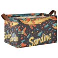 thumbnail image 1 of Yayeee Foldable Storage Basket for Shelves with Handles Waterproof Cloth Bins, Black Sardines Pattern, 1 of 7