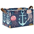 thumbnail image 1 of Yayeee Foldable Storage Basket for Shelves with Handles Waterproof Cloth Bins, Blue Anchor, 1 of 7