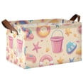 thumbnail image 1 of Yayeee Foldable Storage Basket for Shelves with Handles Waterproof Cloth Bins, Blue Beach Toys Pattern, 1 of 7