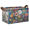 thumbnail image 1 of Yayeee Foldable Storage Basket for Shelves with Handles Waterproof Cloth Bins, Blue Colorful Flowers, 1 of 7
