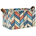 thumbnail image 1 of Yayeee Foldable Storage Basket for Shelves with Handles Waterproof Cloth Bins, Blue Geometric, 1 of 7