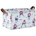 thumbnail image 1 of Yayeee Foldable Storage Basket for Shelves with Handles Waterproof Cloth Bins, Blue Ice Hockey, 1 of 7