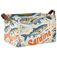 thumbnail image 1 of Yayeee Foldable Storage Basket for Shelves with Handles Waterproof Cloth Bins, Blue Sardines Pattern, 1 of 7