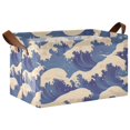 thumbnail image 1 of Yayeee Foldable Storage Basket for Shelves with Handles Waterproof Cloth Bins, Blue Wave Pattern, 1 of 7