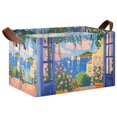 thumbnail image 1 of Yayeee Foldable Storage Basket for Shelves with Handles Waterproof Cloth Bins, Blue Window, 1 of 7