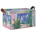 thumbnail image 1 of Yayeee Foldable Storage Basket for Shelves with Handles Waterproof Cloth Bins, Boat Seaside, 1 of 7