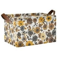 thumbnail image 1 of Yayeee Foldable Storage Basket for Shelves with Handles Waterproof Cloth Bins, Brown Flowers, 1 of 7