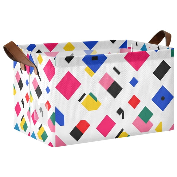 Yayeee Foldable Storage Basket for Shelves with Handles Waterproof Cloth Bins, Cartoon Graphic