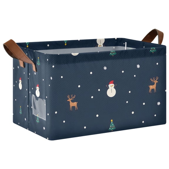 Yayeee Foldable Storage Basket for Shelves with Handles Waterproof Cloth Bins, Christmas Whimsy