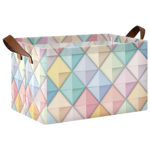Yayeee Foldable Storage Basket for Shelves with Handles Waterproof Cloth Bins, Colorful Geometric