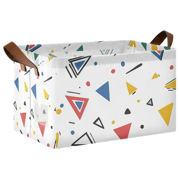 Yayeee Foldable Storage Basket for Shelves with Handles Waterproof Cloth Bins, Colorful Geometric