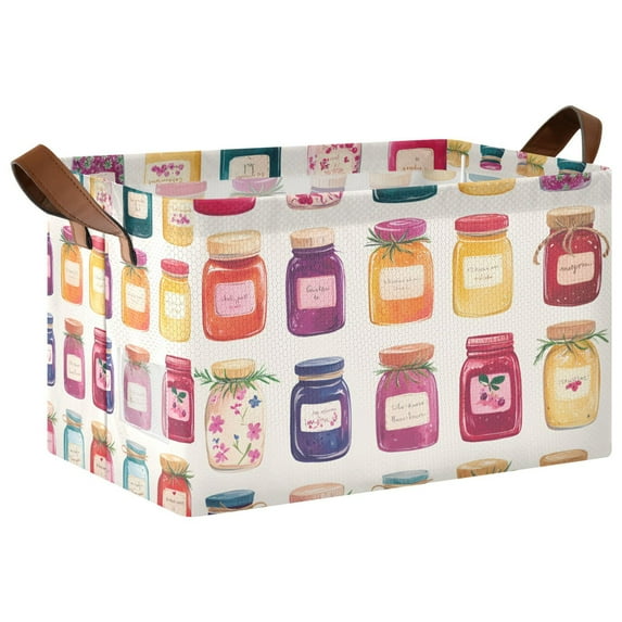 Yayeee Foldable Storage Basket for Shelves with Handles Waterproof Cloth Bins, Colorful Jam