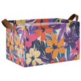 thumbnail image 1 of Yayeee Foldable Storage Basket for Shelves with Handles Waterproof Cloth Bins, Colorful Painted Flowers Pattern, 1 of 7
