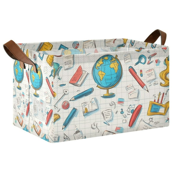 Yayeee Foldable Storage Basket for Shelves with Handles Waterproof Cloth Bins, Colorful School