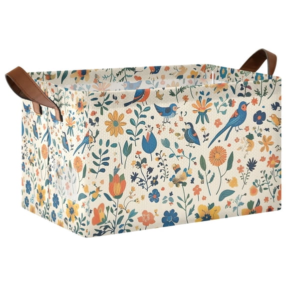 Yayeee Foldable Storage Basket for Shelves with Handles Waterproof Cloth Bins, Cute Animals