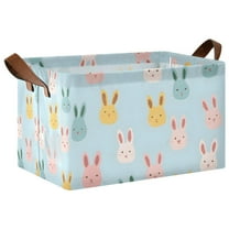 Yayeee Foldable Storage Basket for Shelves with Handles Waterproof Cloth Bins, Cute Rabbits