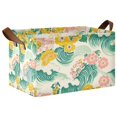 thumbnail image 1 of Yayeee Foldable Storage Basket for Shelves with Handles Waterproof Cloth Bins, Floral Wave, 1 of 7