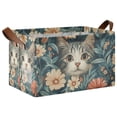 thumbnail image 1 of Yayeee Foldable Storage Basket for Shelves with Handles Waterproof Cloth Bins, Flowers Cat, 1 of 7
