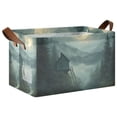 thumbnail image 1 of Yayeee Foldable Storage Basket for Shelves with Handles Waterproof Cloth Bins, Forest House, 1 of 7