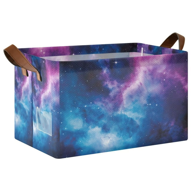 Yayeee Foldable Storage Basket for Shelves Waterproof Cloth Bins, Galaxy Pattern