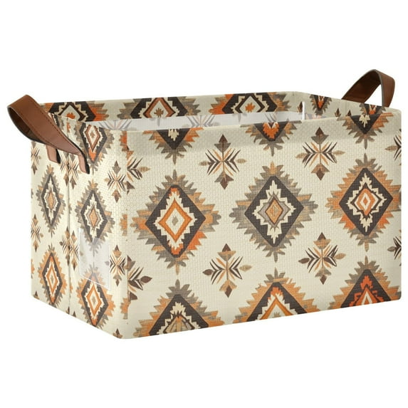 Yayeee Foldable Storage Basket for Shelves with Handles Waterproof Cloth Bins, Geometric Designs