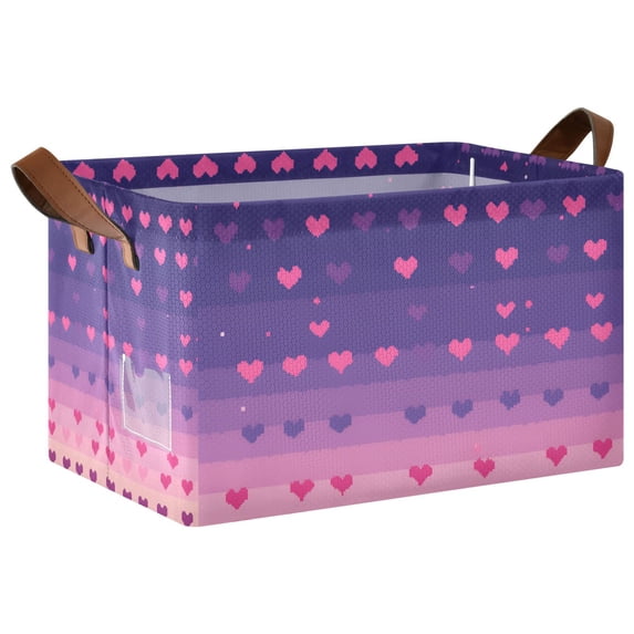 Yayeee Foldable Storage Basket for Shelves with Handles Waterproof Cloth Bins, Gradient Love