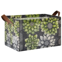 Yayeee Foldable Storage Basket for Shelves with Handles Waterproof Cloth Bins, Gray Floral