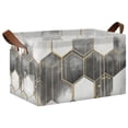 thumbnail image 1 of Yayeee Foldable Storage Basket for Shelves with Handles Waterproof Cloth Bins, Gray Hexagons, 1 of 7