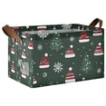 thumbnail image 1 of Yayeee Foldable Storage Basket for Shelves with Handles Waterproof Cloth Bins, Green Christmas Hats, 1 of 7