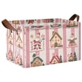 thumbnail image 1 of Yayeee Foldable Storage Basket for Shelves with Handles Waterproof Cloth Bins, Green Christmas Houses, 1 of 7