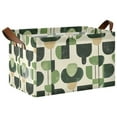 thumbnail image 1 of Yayeee Foldable Storage Basket for Shelves with Handles Waterproof Cloth Bins, Green Circle, 1 of 7