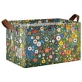 thumbnail image 1 of Yayeee Foldable Storage Basket for Shelves with Handles Waterproof Cloth Bins, Green Floral Garden, 1 of 7