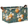 thumbnail image 1 of Yayeee Foldable Storage Basket for Shelves with Handles Waterproof Cloth Bins, Green Floral Orange, 1 of 7