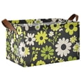 thumbnail image 1 of Yayeee Foldable Storage Basket for Shelves with Handles Waterproof Cloth Bins, Green Flower Pattern, 1 of 7
