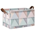 thumbnail image 1 of Yayeee Foldable Storage Basket for Shelves with Handles Waterproof Cloth Bins, Green Geometric, 1 of 7