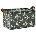thumbnail image 1 of Yayeee Foldable Storage Basket for Shelves with Handles Waterproof Cloth Bins, Green Leaves, 1 of 7