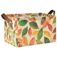 thumbnail image 1 of Yayeee Foldable Storage Basket for Shelves with Handles Waterproof Cloth Bins, Green Retro Autumn Leaves, 1 of 7