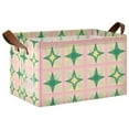 thumbnail image 1 of Yayeee Foldable Storage Basket for Shelves with Handles Waterproof Cloth Bins, Green Symmetrical Stars, 1 of 7