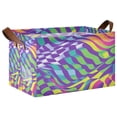thumbnail image 1 of Yayeee Foldable Storage Basket for Shelves with Handles Waterproof Cloth Bins, Green Wavy Pattern, 1 of 7