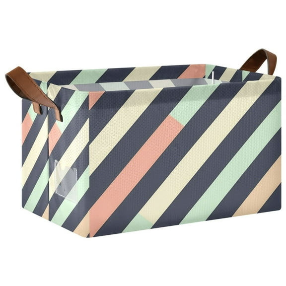 Yayeee Foldable Storage Basket for Shelves with Handles Waterproof Cloth Bins, Isometric Green