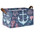 thumbnail image 1 of Yayeee Foldable Storage Basket for Shelves with Handles Waterproof Cloth Bins, Light Blue Anchor, 1 of 7