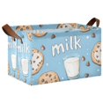 thumbnail image 1 of Yayeee Foldable Storage Basket for Shelves with Handles Waterproof Cloth Bins, Milk and Cookies, 1 of 7