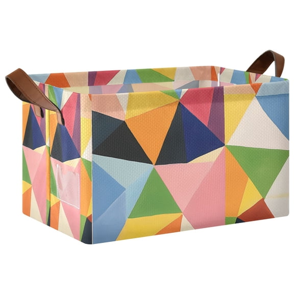 Yayeee Foldable Storage Basket for Shelves with Handles Waterproof Cloth Bins, Minimalist Triangles