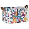 thumbnail image 1 of Yayeee Foldable Storage Basket for Shelves with Handles Waterproof Cloth Bins, Musical Pattern, 1 of 7